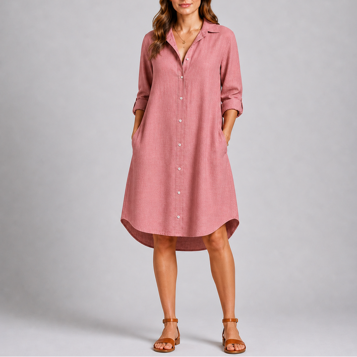 Women’s Relaxed Fit Summer Shirt Dress Button Front with Pockets 4