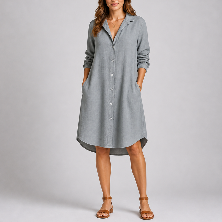 Women’s Relaxed Fit Summer Shirt Dress Button Front with Pockets 6