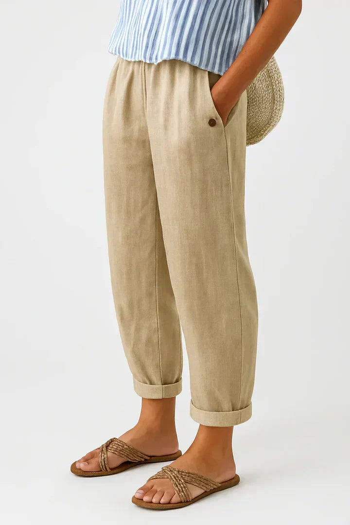 Women’s Relaxed Straight-Leg Trousers Lightweight Cotton Blend 0
