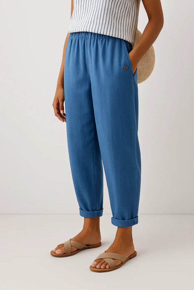 Women’s Relaxed Straight-Leg Trousers Lightweight Cotton Blend 2