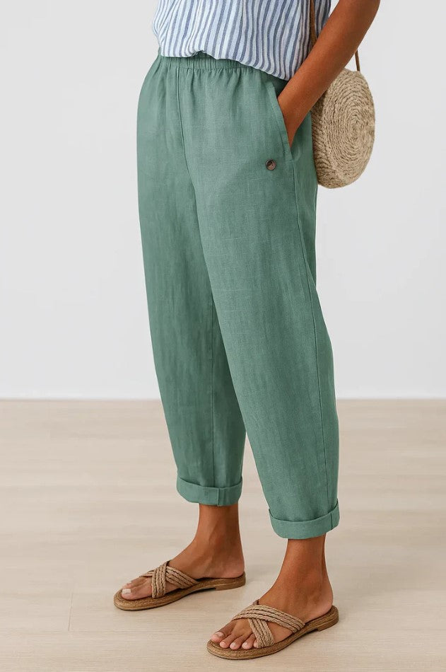 Women’s Relaxed Straight-Leg Trousers Lightweight Cotton Blend 5