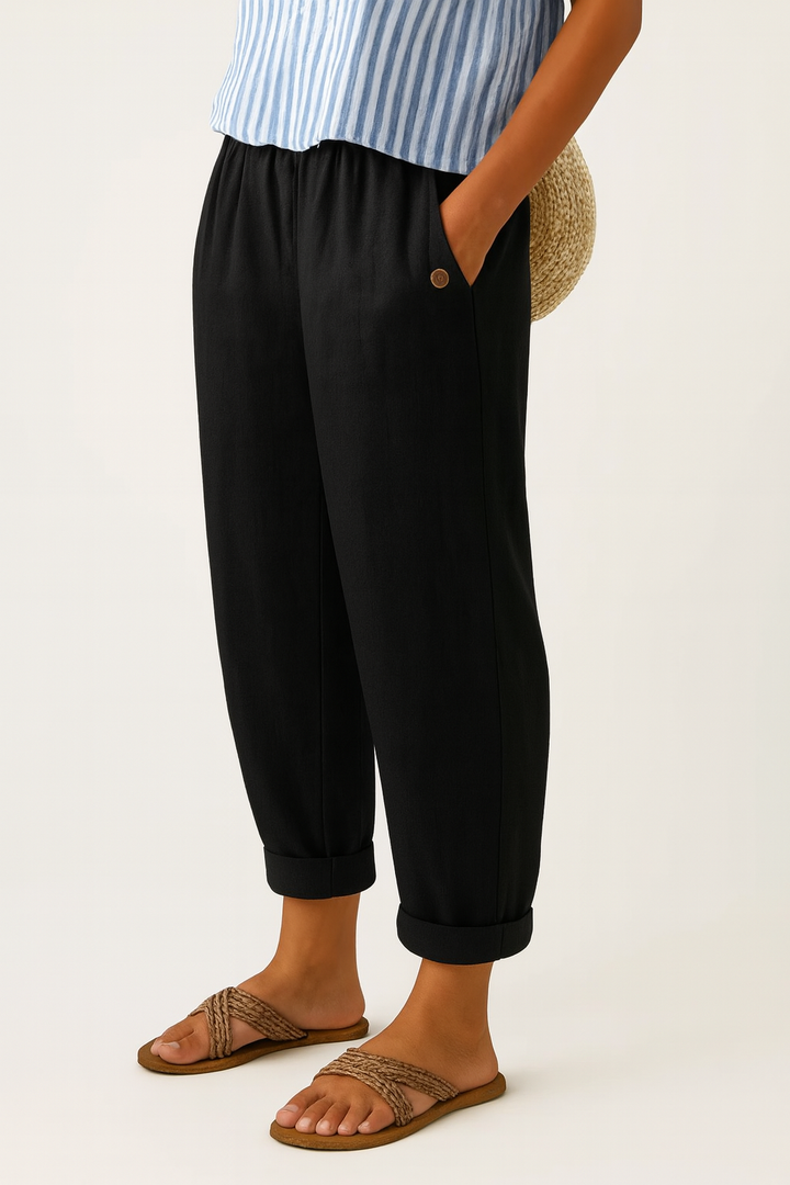 Women’s Relaxed Straight-Leg Trousers Lightweight Cotton Blend 6