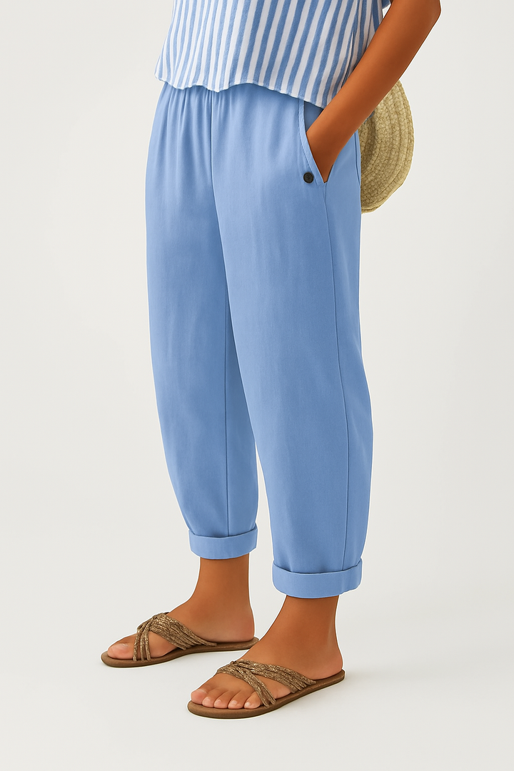 Women’s Relaxed Straight-Leg Trousers Lightweight Cotton Blend 7