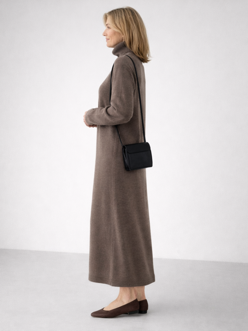 Women’s Relaxed Turtleneck Maxi Dress Comfortable Knit Style 2