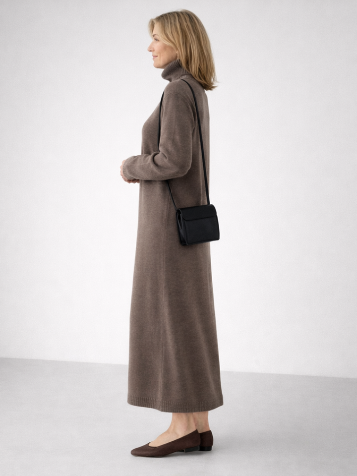 Women’s Relaxed Turtleneck Maxi Dress Comfortable Knit Style 2