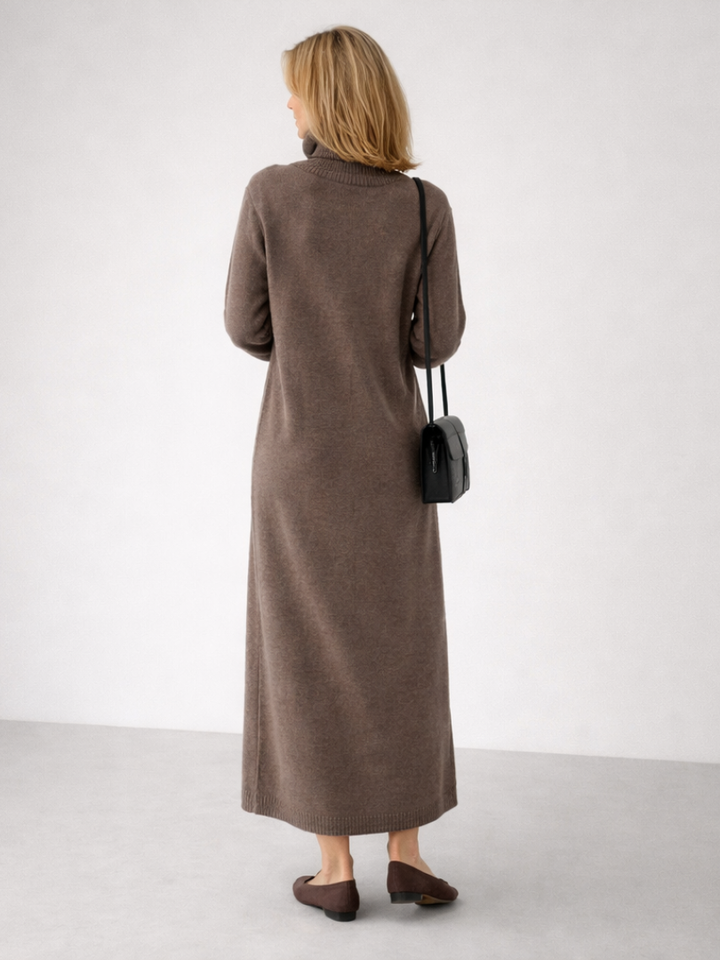 Women’s Relaxed Turtleneck Maxi Dress Comfortable Knit Style 5