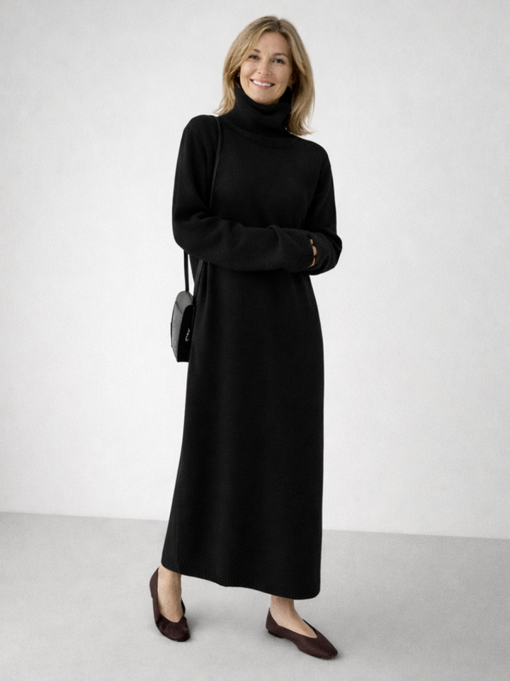 Women’s Relaxed Turtleneck Maxi Dress Comfortable Knit Style 6