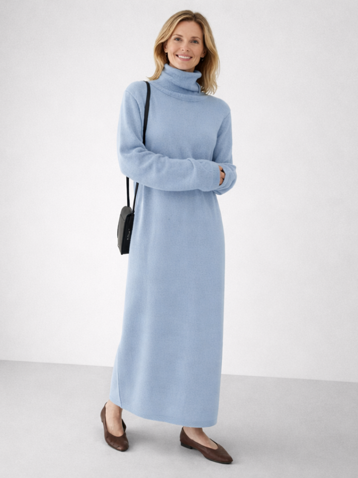 Women’s Relaxed Turtleneck Maxi Dress Comfortable Knit Style 7