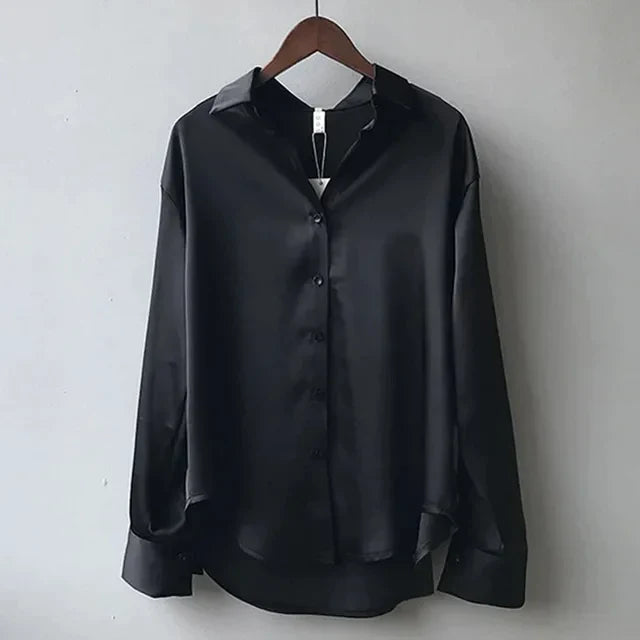 Women’s Satin Blouse Classic Button Down Elegant Design 3