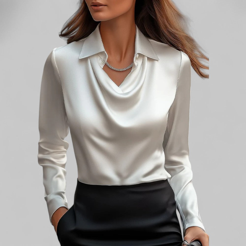 Women’s Satin Blouse Elegant Long Sleeve Design 0