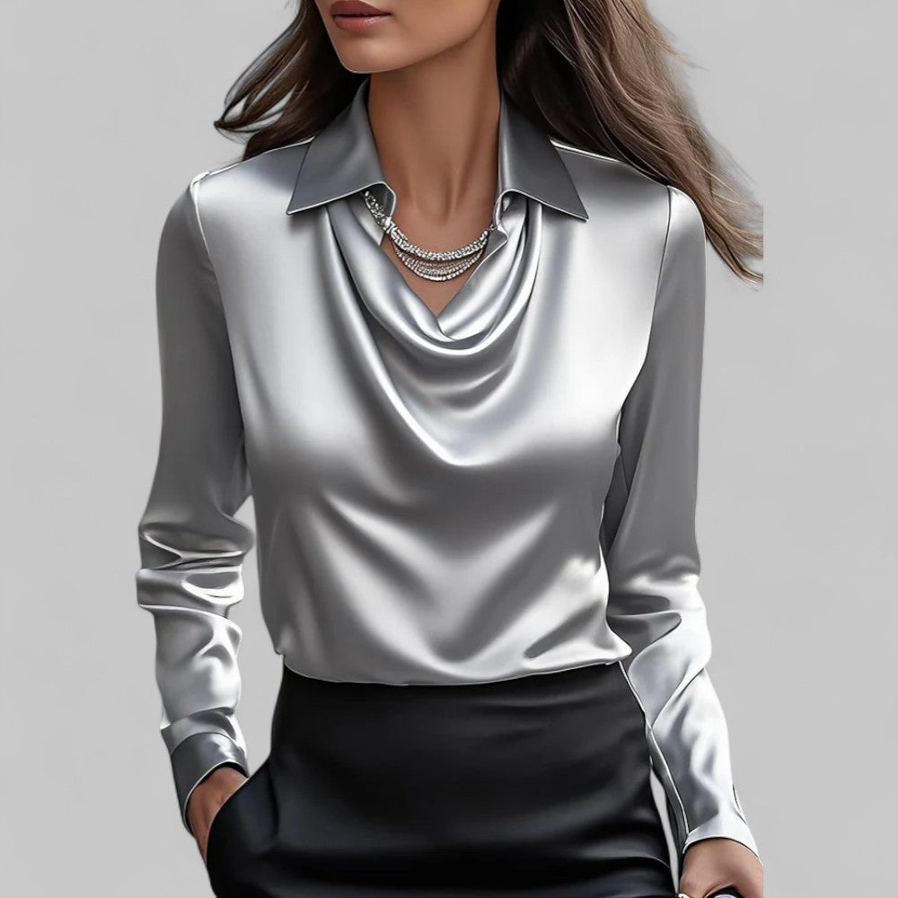 Women’s Satin Blouse Elegant Long Sleeve Design 1