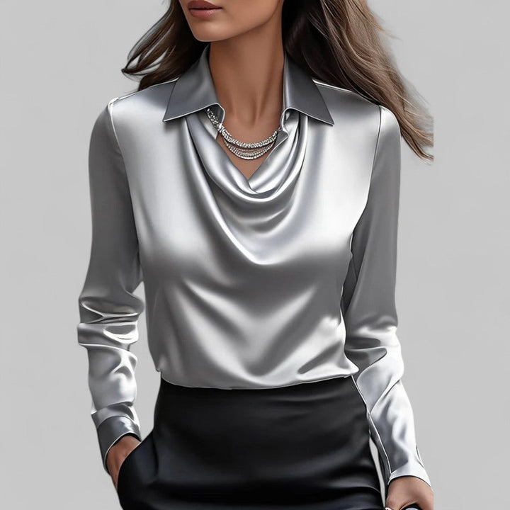 Women’s Satin Blouse Elegant Long Sleeve Design 1