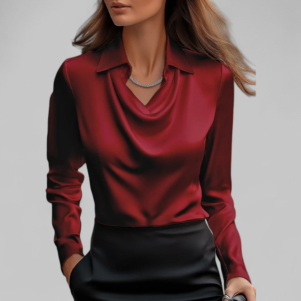 Women’s Satin Blouse Elegant Long Sleeve Design 4