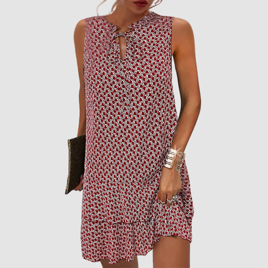 Women’s Sleeveless Dress Elegant V-Neck Breathable Fabric 1