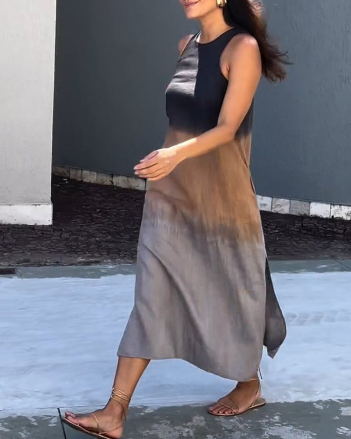 Women’s Sleeveless Ombre Maxi Dress Elegant Gradient Design 0