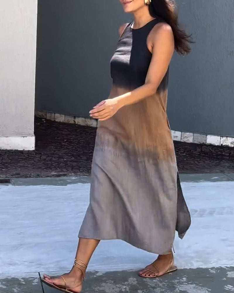 Women’s Sleeveless Ombre Maxi Dress Elegant Gradient Design 1