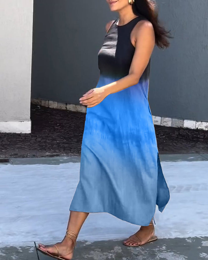 Women’s Sleeveless Ombre Maxi Dress Elegant Gradient Design 3