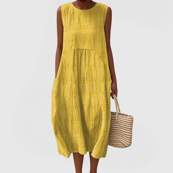 Women’s Sleeveless Summer Dress with Floral Embroidery and Pockets 5