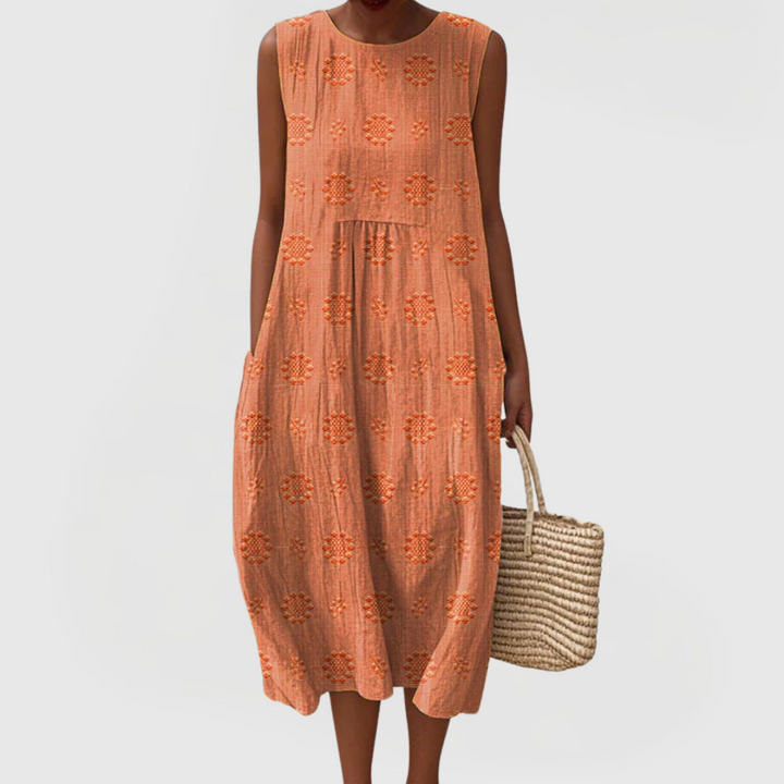 Women’s Sleeveless Summer Dress with Floral Embroidery and Pockets 6