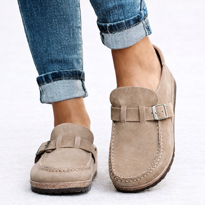 Women’s Slip-On Loafers Soft Suede with Elegant Buckle Detail 0