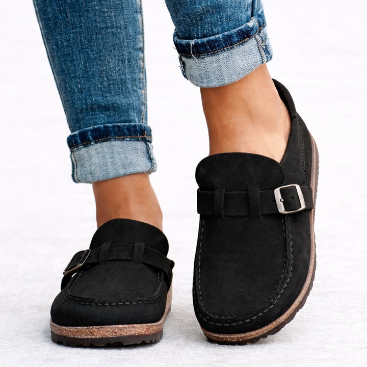 Women’s Slip-On Loafers Soft Suede with Elegant Buckle Detail 1