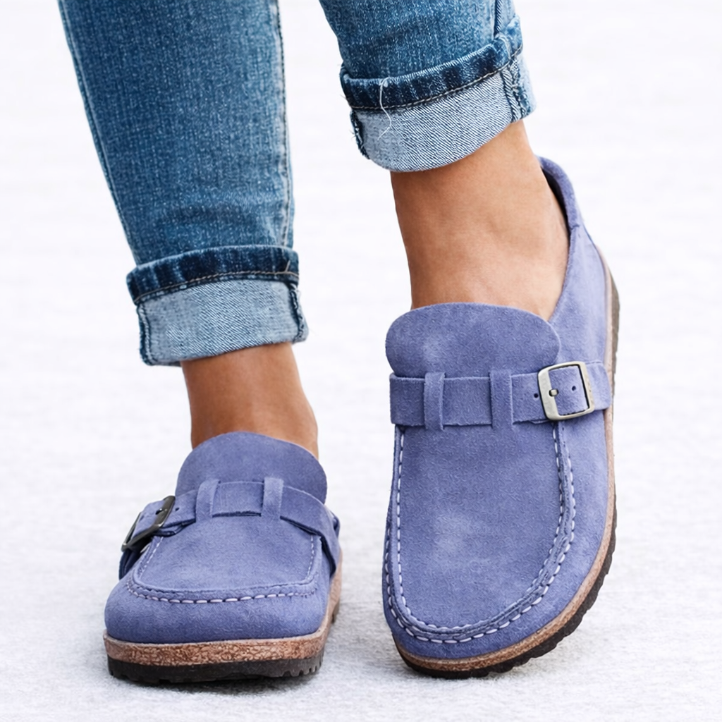 Women’s Slip-On Loafers Soft Suede with Elegant Buckle Detail 2