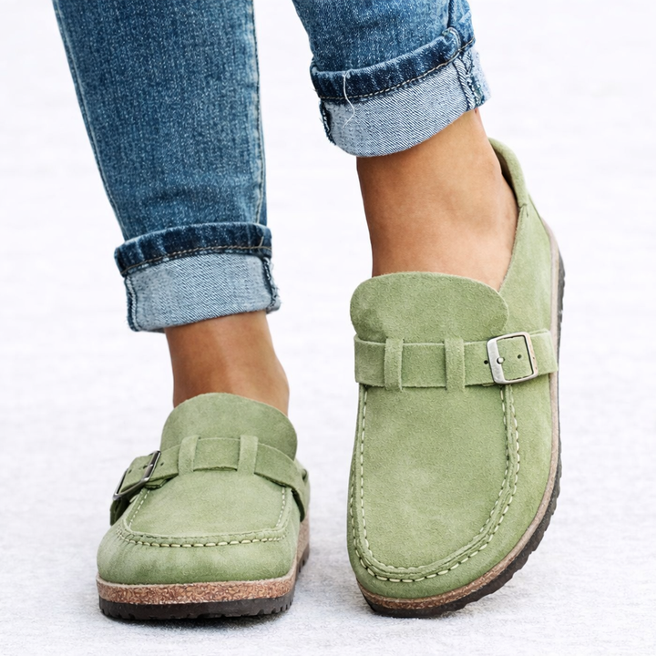 Women’s Slip-On Loafers Soft Suede with Elegant Buckle Detail 4