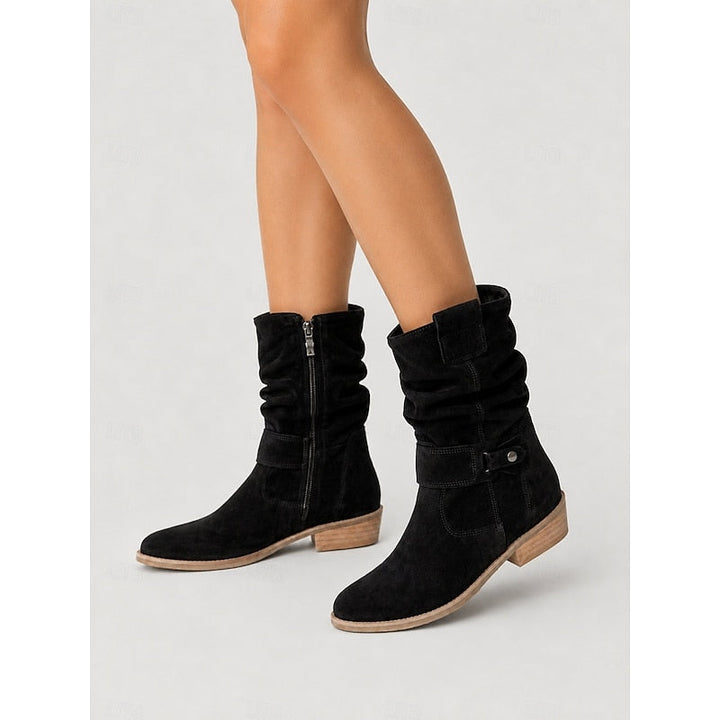Women’s Slouchy Ankle Boots with Buckle Detail and Block Heel 11