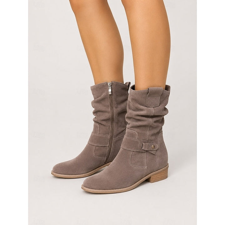Women’s Slouchy Ankle Boots with Buckle Detail and Block Heel 12