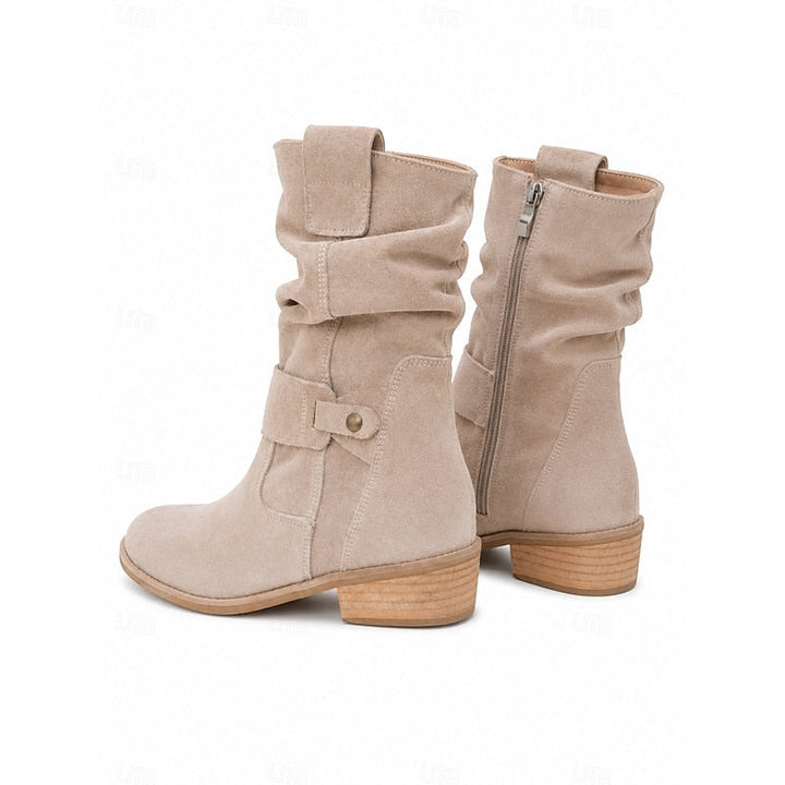 Women’s Slouchy Ankle Boots with Buckle Detail and Block Heel 4