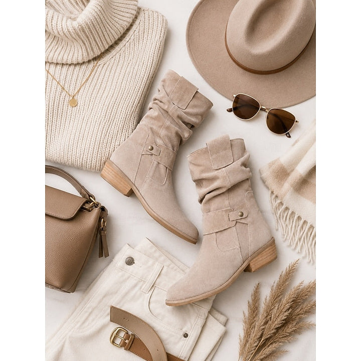 Women’s Slouchy Ankle Boots with Buckle Detail and Block Heel 5
