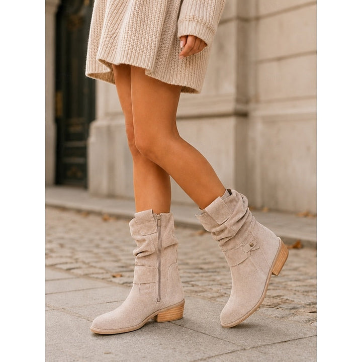 Women’s Slouchy Ankle Boots with Buckle Detail and Block Heel 8