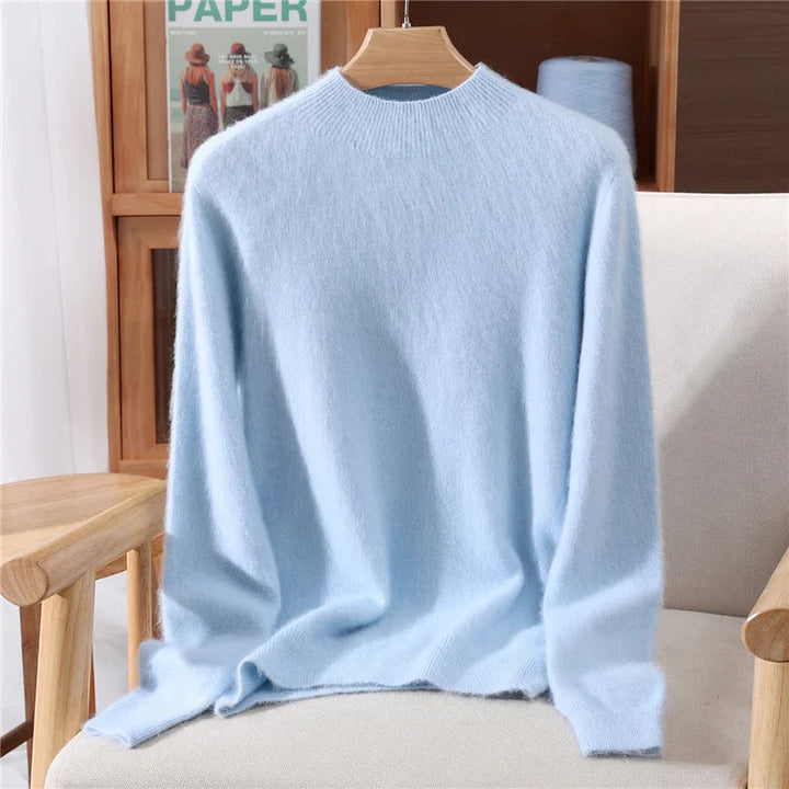 Women’s Soft Knit Sweater Relaxed Fit Mock Neck Design 0