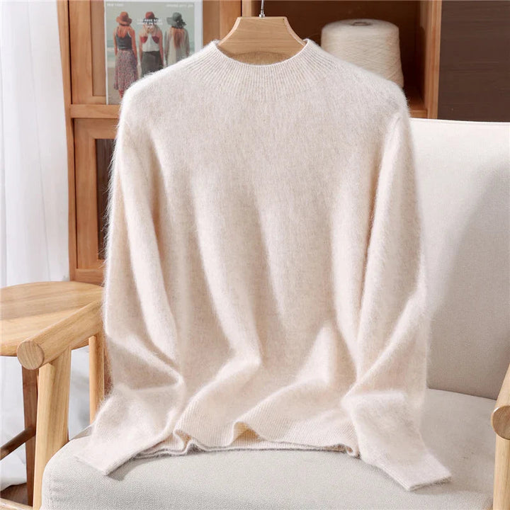 Women’s Soft Knit Sweater Relaxed Fit Mock Neck Design 1
