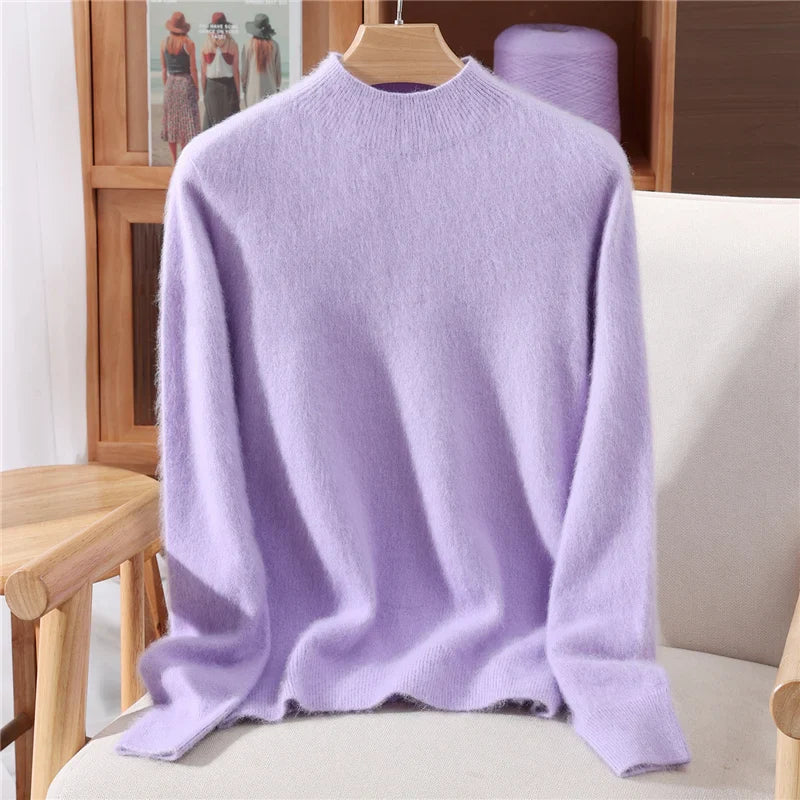 Women’s Soft Knit Sweater Relaxed Fit Mock Neck Design 2