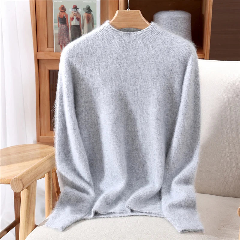 Women’s Soft Knit Sweater Relaxed Fit Mock Neck Design 3