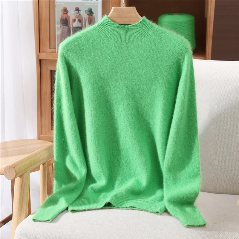 Women’s Soft Knit Sweater Relaxed Fit Mock Neck Design 4