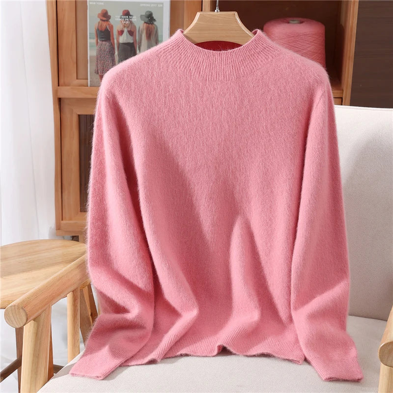 Women’s Soft Knit Sweater Relaxed Fit Mock Neck Design 5