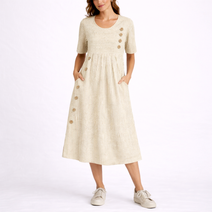 Women’s Striped Midi Dress Relaxed Fit Lightweight Summer Style 2