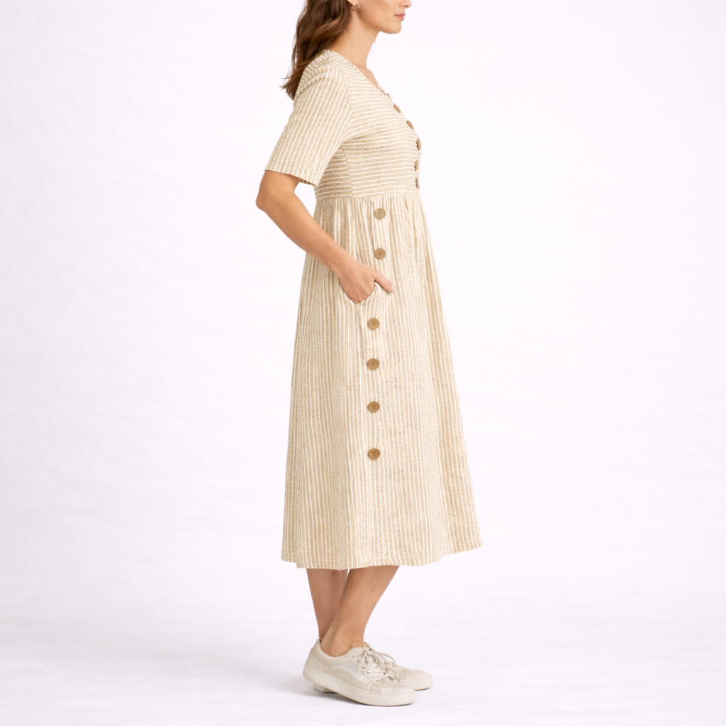 Women’s Striped Midi Dress Relaxed Fit Lightweight Summer Style 3