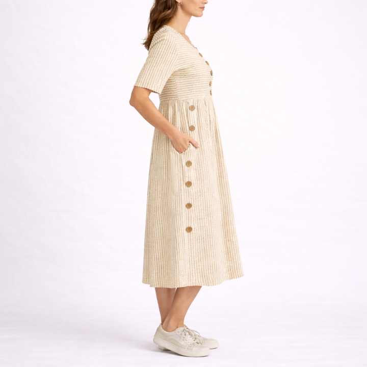 Women’s Striped Midi Dress Relaxed Fit Lightweight Summer Style 3