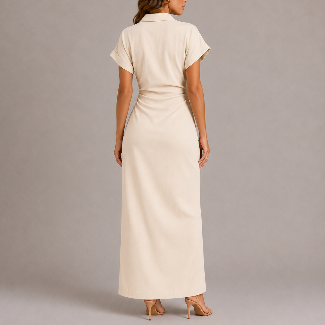 Women’s Tailored Denim Midi Dress with Side Zip Detail 3