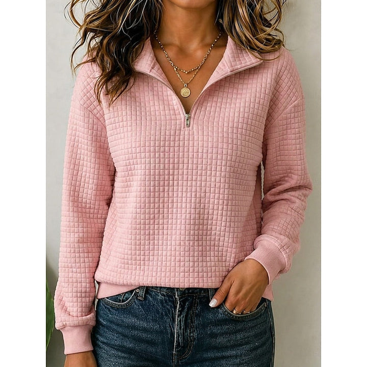 Women’s Textured Quarter-Zip Pullover with Stand Collar 4