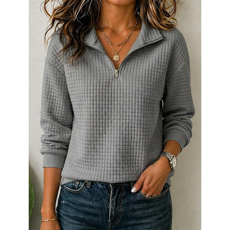 Women’s Textured Quarter-Zip Pullover with Stand Collar 8