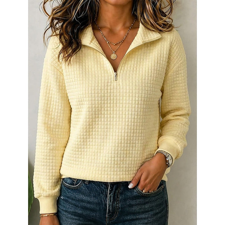 Women’s Textured Quarter-Zip Pullover with Stand Collar 9
