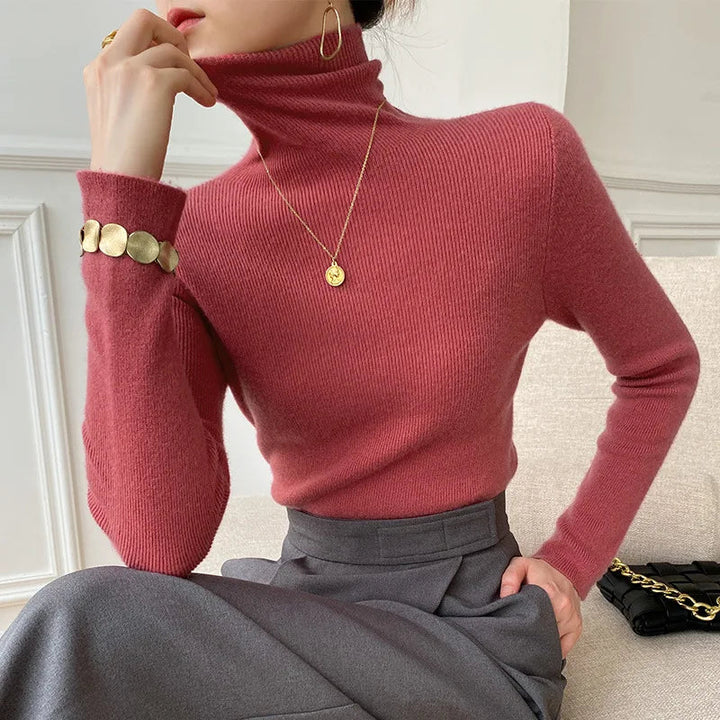 Women’s Turtleneck Sweater Lightweight Slim Fit Design 1