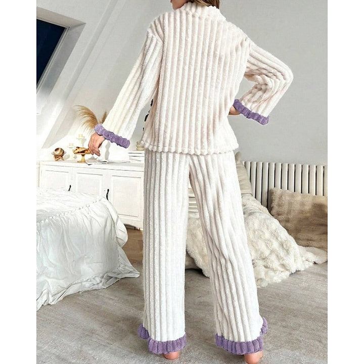 Women’s Two-Piece Set Soft Ruffle-Trim Lounge Wear 7