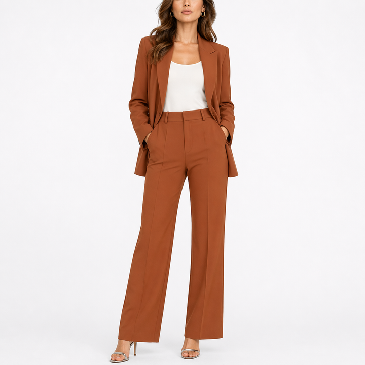 Women’s Two-Piece Set Tailored Blazer and Straight-Leg Pants 0
