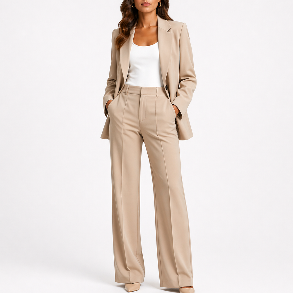 Women’s Two-Piece Set Tailored Blazer and Straight-Leg Pants 1