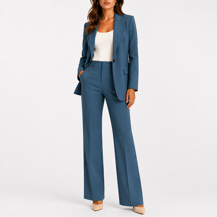 Women’s Two-Piece Set Tailored Blazer and Straight-Leg Pants 2